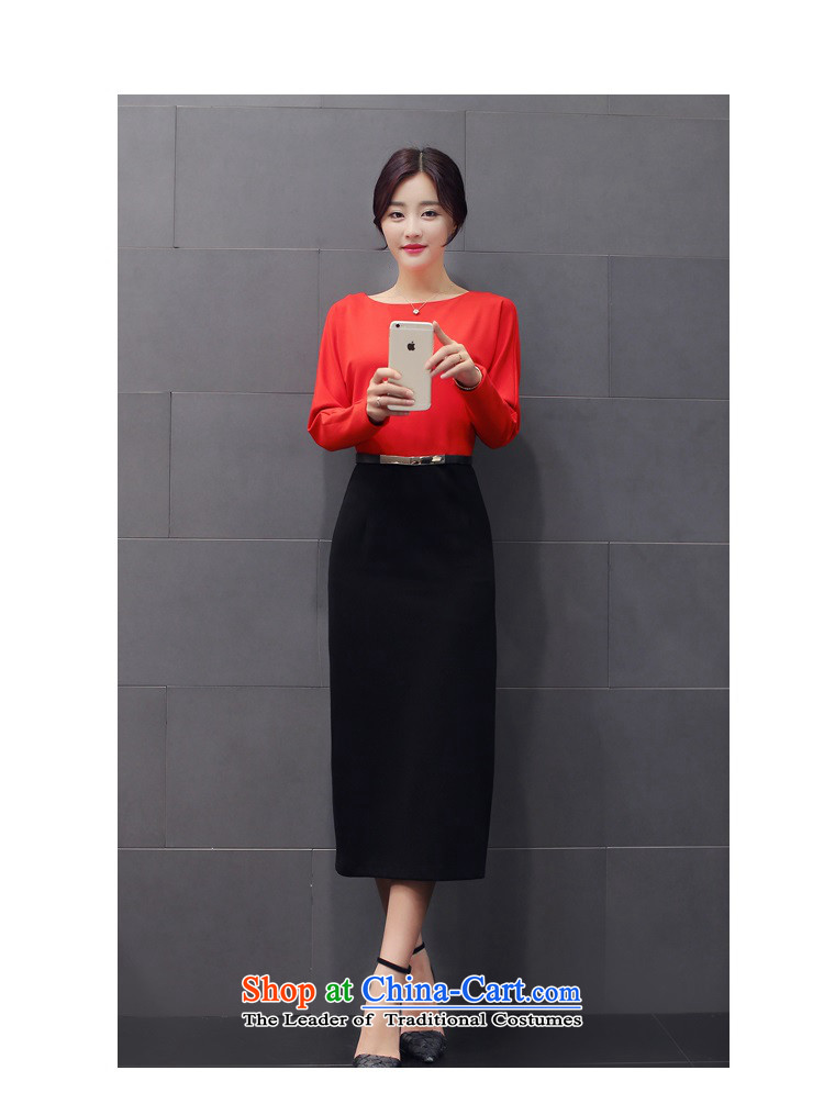 The 2015 autumn and winter Ms. new Korean Top Loin step pure colors skirt Sau San round-neck collar long skirt waistband with Europe and the trendy commuter 2 red XL Photo, prices, brand platters! The elections are supplied in the national character of distribution, so action, buy now enjoy more preferential! As soon as possible.