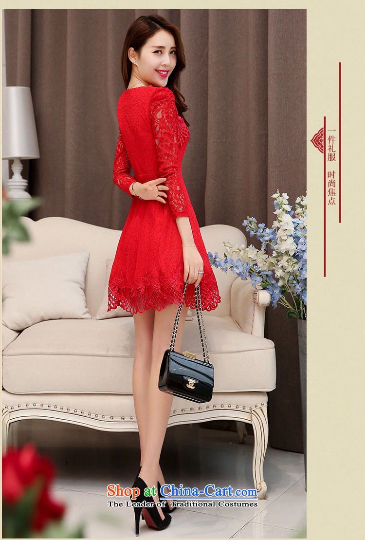 2015 Autumn and Winter Ms. new large red round-neck collar long-sleeved bridal dresses video thin lace Sau San long-sleeved engraving bride skirts temperament gentlewoman bows services 1 RED M picture, prices, brand platters! The elections are supplied in the national character of distribution, so action, buy now enjoy more preferential! As soon as possible.