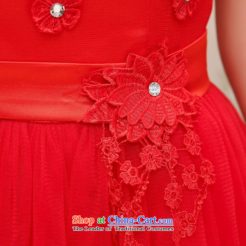 2015 Autumn and winter, large red lace round-neck collar bridal dresses Sau San Video Foutune of dress thin lace princess bride adorned with flowers skirt bon bon Skirts 1 red M,uyuk,,, shopping on the Internet
