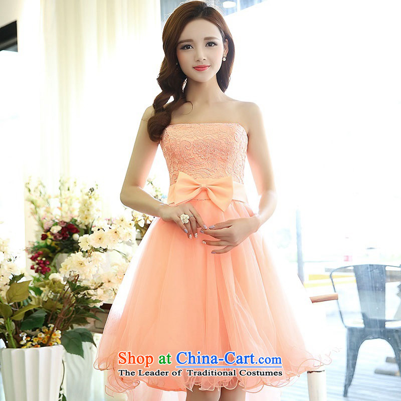 2015 Autumn and Winter Ms. candy colored new anointed chest lace bridal dresses evening dresses Sau San video bridesmaid service banquet thin performances dress sweet princess skirt 1 white M,uyuk,,, shopping on the Internet