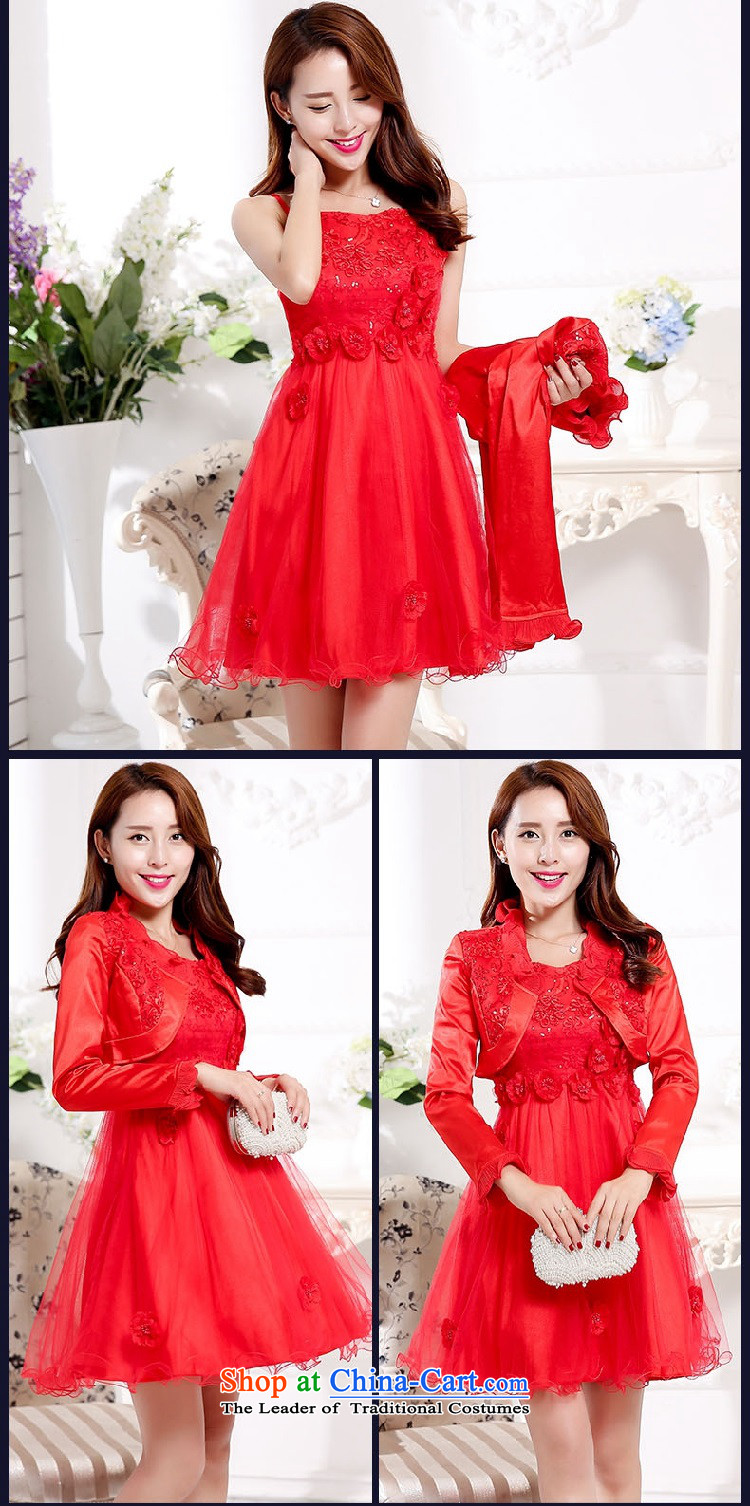 2015 Autumn and Winter Ms. New Red two kits strap bridal dresses Sau San video thin bon bon skirt banquet dinner dress in long) bows bridesmaid services 1 red XL Photo, prices, brand platters! The elections are supplied in the national character of distribution, so action, buy now enjoy more preferential! As soon as possible.