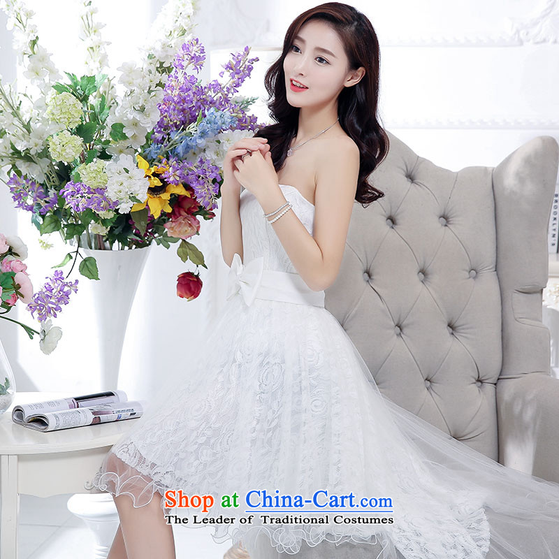 In accordance with the 2015 Korean Music Ms Audrey EU version of the new bride replacing Foutune of graphics with a bow tie belt thin tail and chest evening dresses bridesmaid services services female Red White bows XL, Ms Audrey EU, in accordance with the (veleey) , , , shopping on the Internet