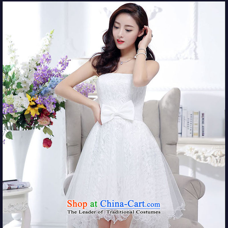 In accordance with the 2015 Korean Music Ms Audrey EU version of the new bride replacing Foutune of graphics with a bow tie belt thin tail and chest evening dresses bridesmaid services services female Red White bows XL, Ms Audrey EU, in accordance with the (veleey) , , , shopping on the Internet