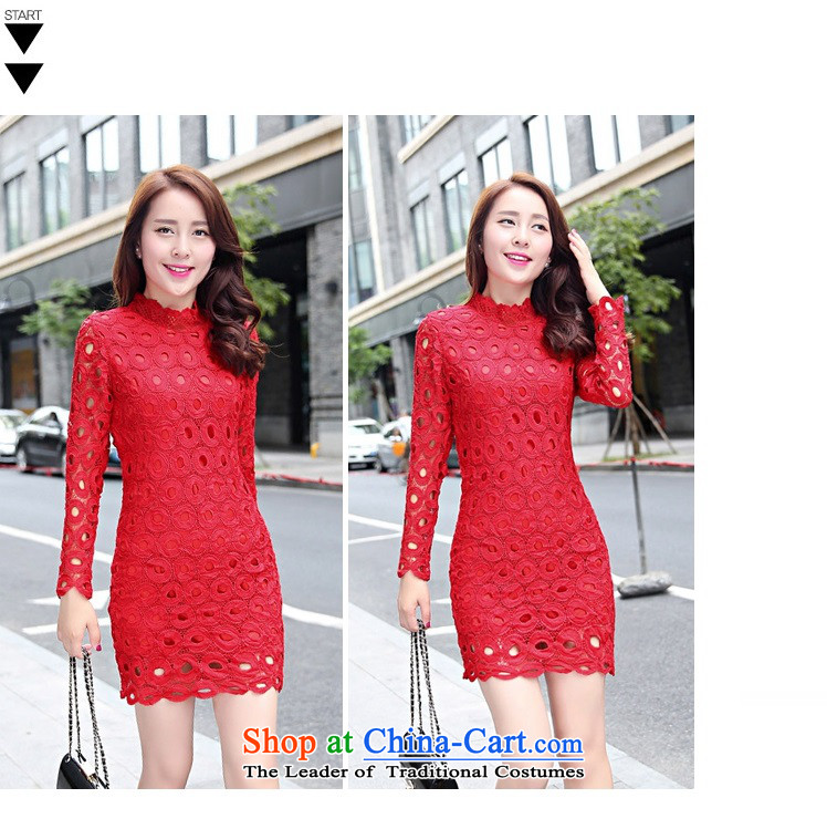 2015 Autumn forming the new product lace engraving long-sleeved package and step skirt temperament Sau San dress dresses red XL Photo, prices, brand platters! The elections are supplied in the national character of distribution, so action, buy now enjoy more preferential! As soon as possible.