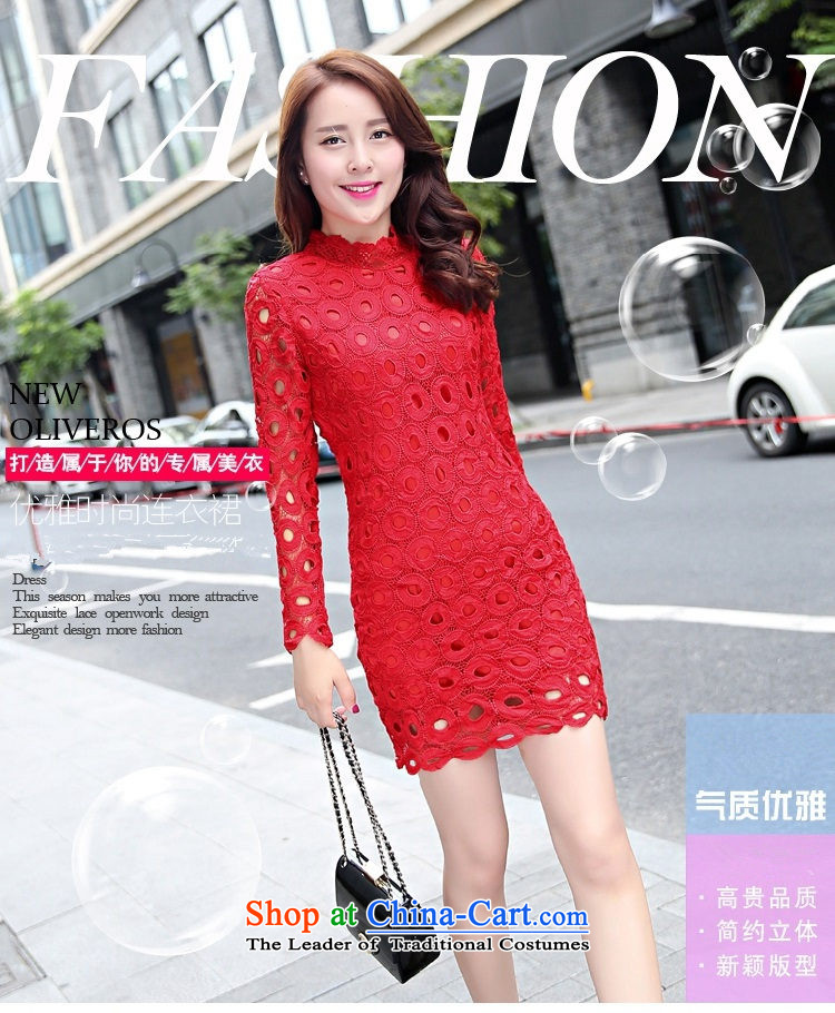 2015 Autumn forming the new product lace engraving long-sleeved package and step skirt temperament Sau San dress dresses red XL Photo, prices, brand platters! The elections are supplied in the national character of distribution, so action, buy now enjoy more preferential! As soon as possible.