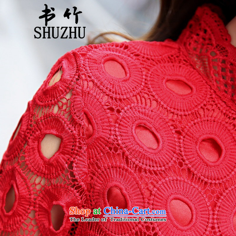 2015 Autumn forming the new product lace engraving long-sleeved package and step skirt temperament Sau San dress dresses Red Tide (C2CHAOCHAO Xl,c2 toward online shopping has been pressed.)