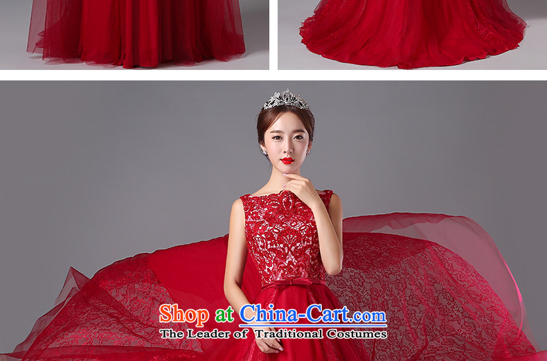 Jacob Chan evening marriages bows dress evening dress long small trailing sleeveless 2015 autumn and winter new lace deep red L picture, prices, brand platters! The elections are supplied in the national character of distribution, so action, buy now enjoy more preferential! As soon as possible.