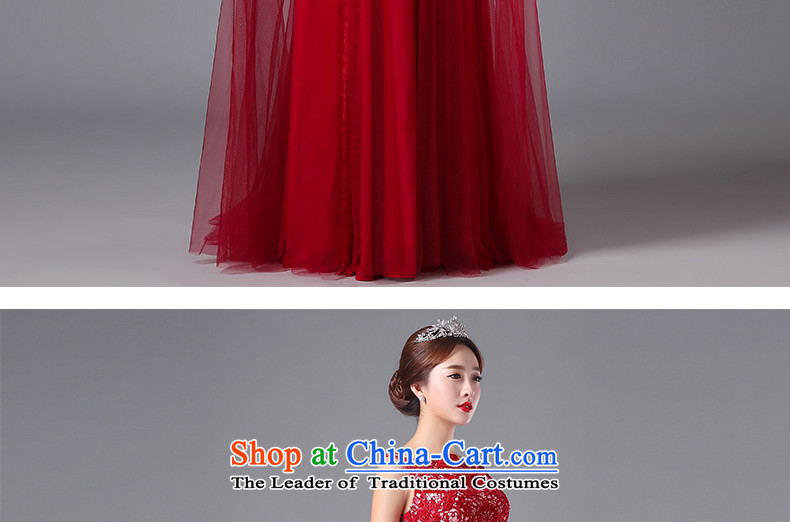 Jacob Chan evening marriages bows dress evening dress long small trailing sleeveless 2015 autumn and winter new lace deep red L picture, prices, brand platters! The elections are supplied in the national character of distribution, so action, buy now enjoy more preferential! As soon as possible.