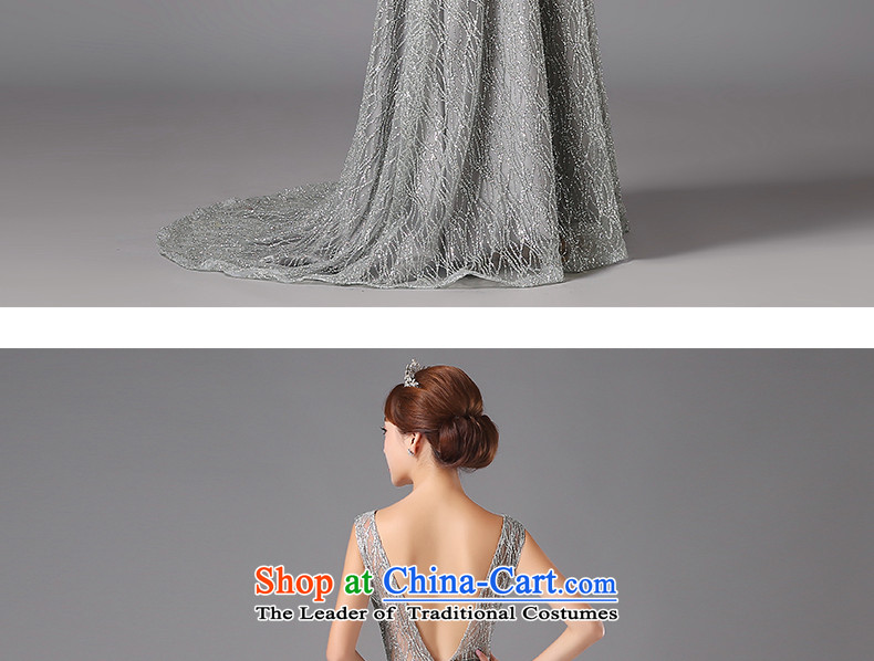 Jacob Chan evening dresses long small trailing 2015 new autumn and winter and sexy deep V-neck in the annual meeting of the persons chairing the back dress silver gray XXL picture, prices, brand platters! The elections are supplied in the national character of distribution, so action, buy now enjoy more preferential! As soon as possible.