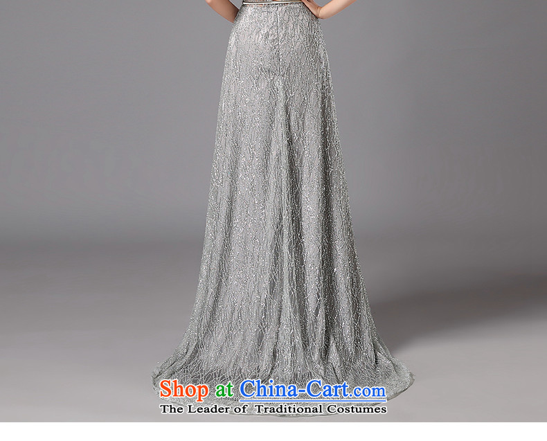 Jacob Chan evening dresses long small trailing 2015 new autumn and winter and sexy deep V-neck in the annual meeting of the persons chairing the back dress silver gray XXL picture, prices, brand platters! The elections are supplied in the national character of distribution, so action, buy now enjoy more preferential! As soon as possible.