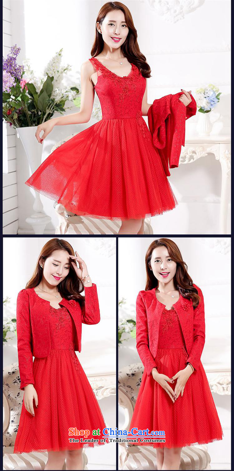 Ms Rebecca Pun stylish shops fall and winter bride bows wedding dress uniform wedding dress bridesmaid back door onto the skirt kit female bridesmaids red L picture, prices, brand platters! The elections are supplied in the national character of distribution, so action, buy now enjoy more preferential! As soon as possible.