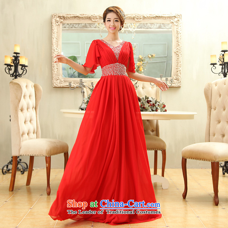 Long gown bride wedding dress female red wedding dress autumn 2015 new services for larger groups bows mm red , L, a service-leung , , , shopping on the Internet