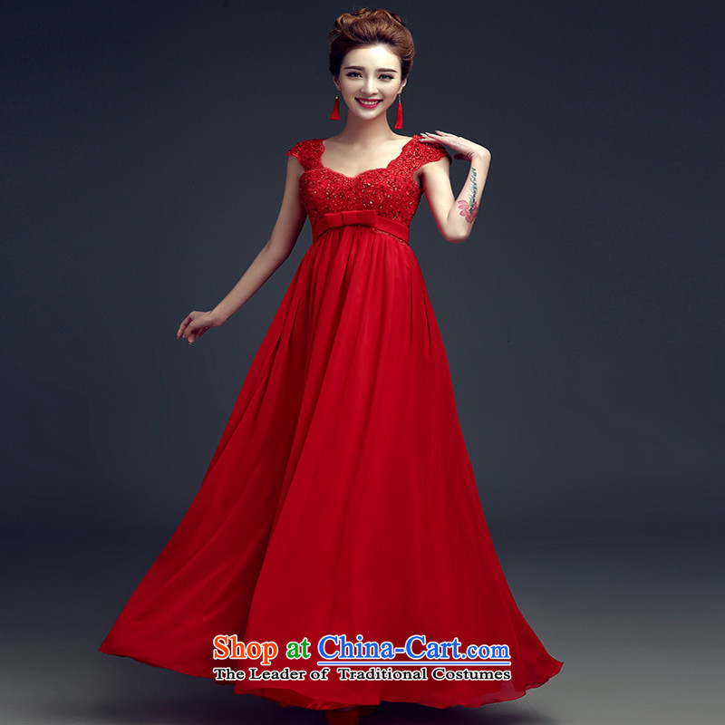 As brides bows Services on 2015 new red long high waist straps pregnant women shoulders great evening dress code red on the risk S, shopping on the Internet has been pressed.