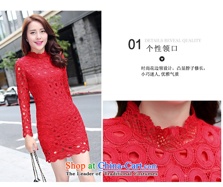 2015 Autumn forming the new product lace engraving long-sleeved package and step skirt temperament Sau San dress dresses red L picture, prices, brand platters! The elections are supplied in the national character of distribution, so action, buy now enjoy more preferential! As soon as possible.
