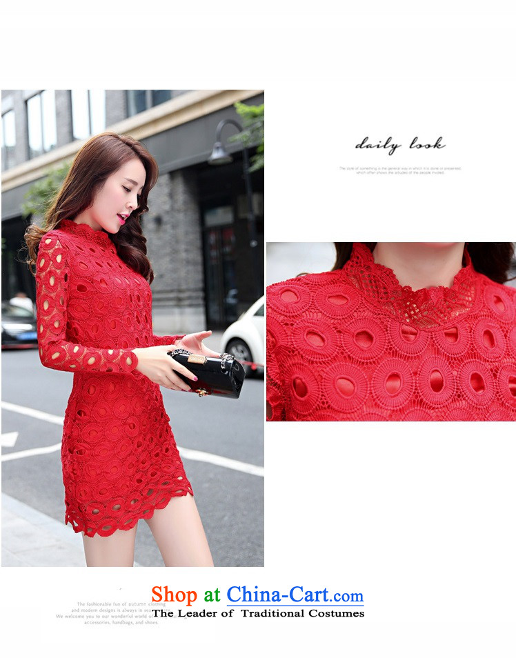 2015 Autumn forming the new product lace engraving long-sleeved package and step skirt temperament Sau San dress dresses red L picture, prices, brand platters! The elections are supplied in the national character of distribution, so action, buy now enjoy more preferential! As soon as possible.