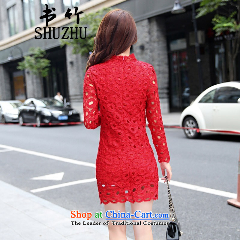 2015 Autumn forming the new product lace engraving long-sleeved package and step skirt temperament Sau San dress dresses red , L, Cheng Kejie Soo-attachment (JXYL) , , , shopping on the Internet