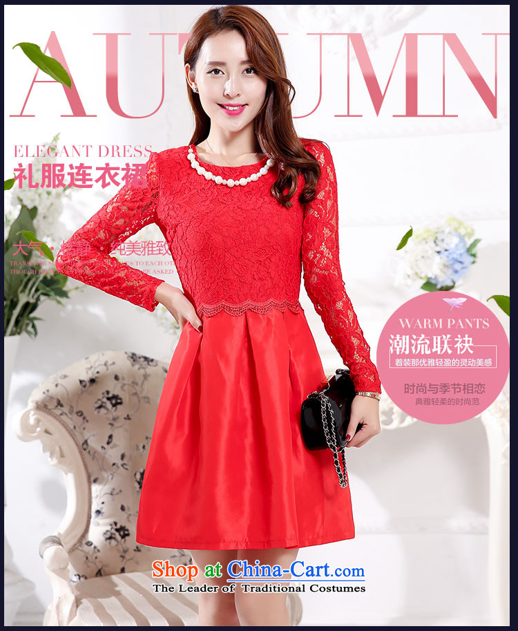 The new 2015 Autumn BVANE replacing Korean elegant dresses round-neck collar long-sleeved clothing back door small bows dress female red XXL picture, prices, brand platters! The elections are supplied in the national character of distribution, so action, buy now enjoy more preferential! As soon as possible.