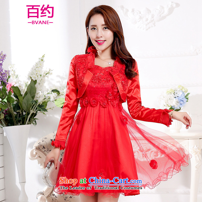 The new 2015 Autumn BVANE boxed version back door won bride service long-sleeved sweater dresses pregnant women small Female dress? two kits _red_ L