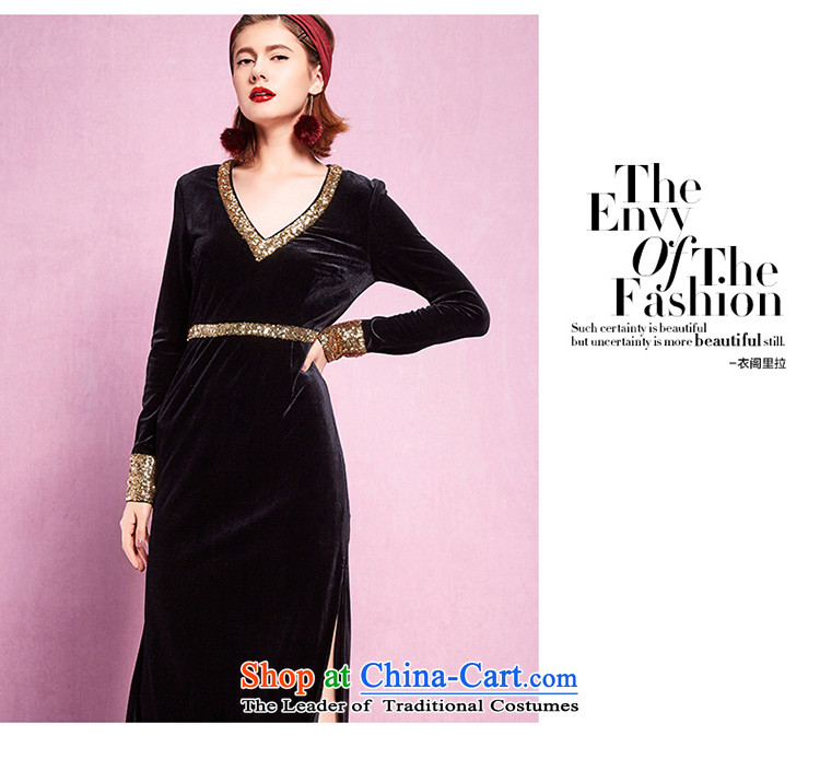 Yi Ge lire aristocratic temperament velvet retro elegant stitching Kim chip deep V-Neck banquet long-sleeved dresses Sau San dresses and Jacob S pictures, 61227 Black price, brand platters! The elections are supplied in the national character of distribution, so action, buy now enjoy more preferential! As soon as possible.