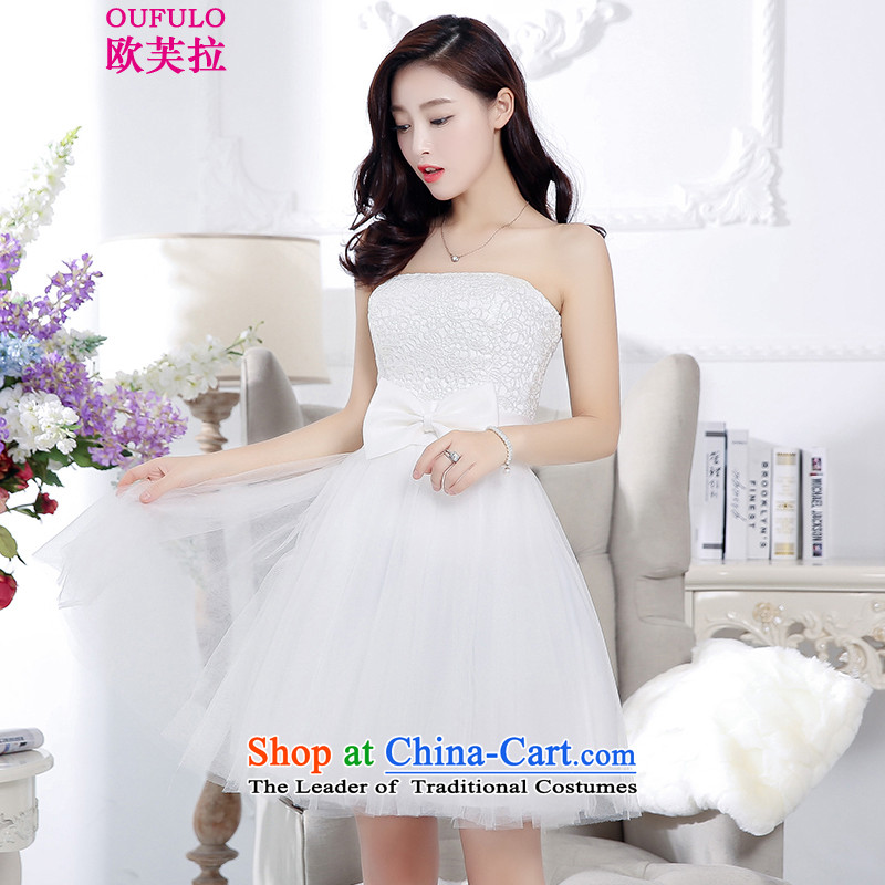 The OSCE to pull oufulo 2015 winter clothing new wipe back and chest drawcord lace Sau San Bow Tie dresses dress atmospheric New White M
