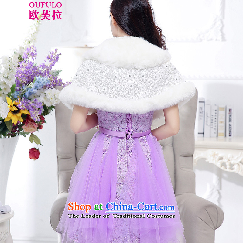 The OSCE to pull oufulo 2015 winter clothing new round-neck collar flower decoration sleeveless Foutune of lace Sau San dresses atmospheric new products for women to pull the euro, Purple (oufulo) , , , shopping on the Internet