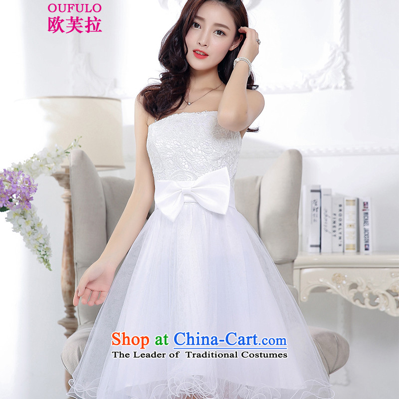 The OSCE to pull oufulo 2015 winter clothing new lace hook flower anointed chest Foutune of Sau San dresses dresses and elegant atmosphere of new products with white M