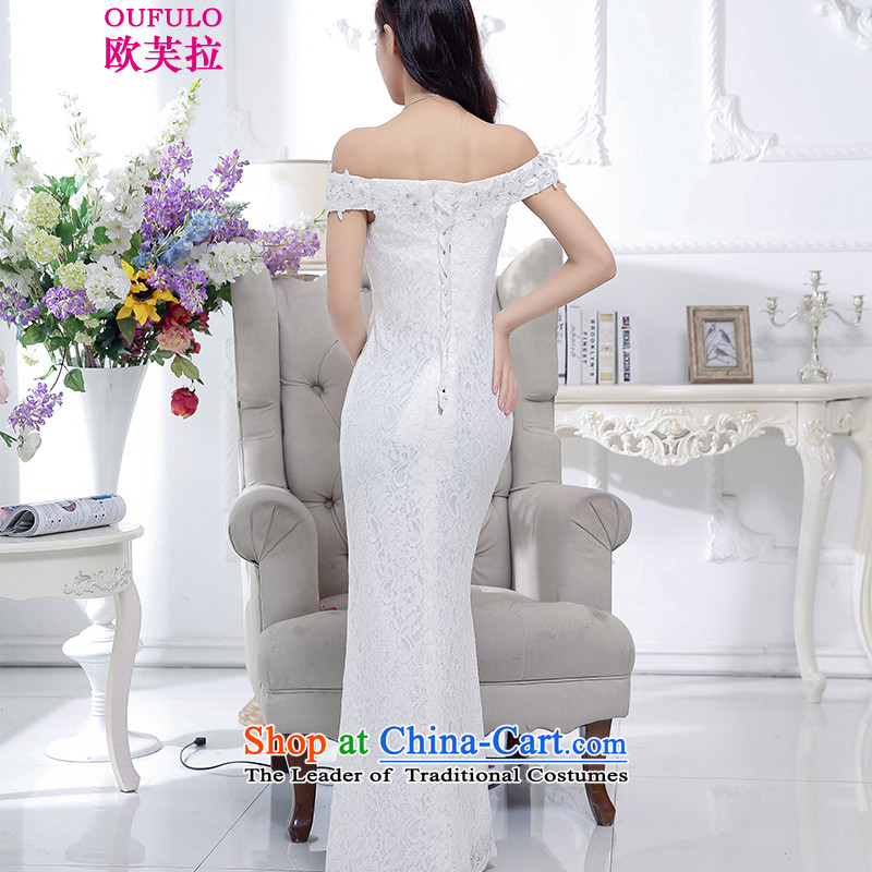 The OSCE to pull oufulo 2015 winter clothing new word shoulder half lace under     Foutune of dresses dress elegant new female white M OSCE to pull down (oufulo) , , , shopping on the Internet