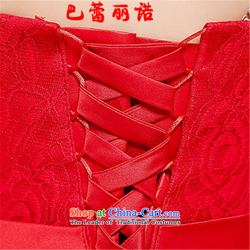 The buds of 2015 autumn and winter, the new bride evening dresses and chest after short long red lace bridesmaid services dresses evening drink service banquet red , L, Lei Li, , , , shopping on the Internet