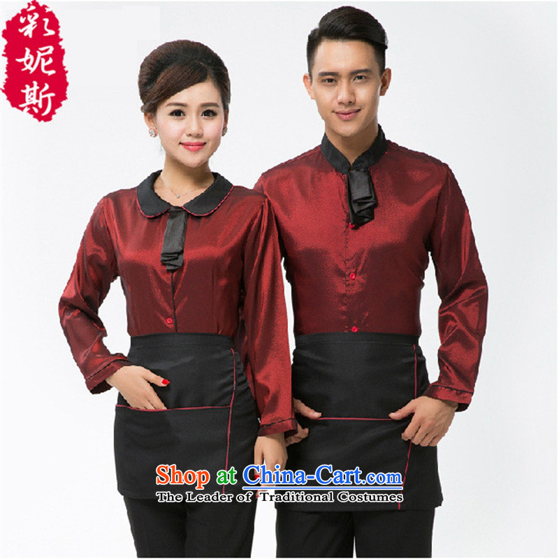 The Secretary for Health related shops * Hotel attendants workwear cafe cake shop with women and men Fall/Winter Collections long-sleeved T-shirt + red (male) L,A.J.BB,,, apron shopping on the Internet