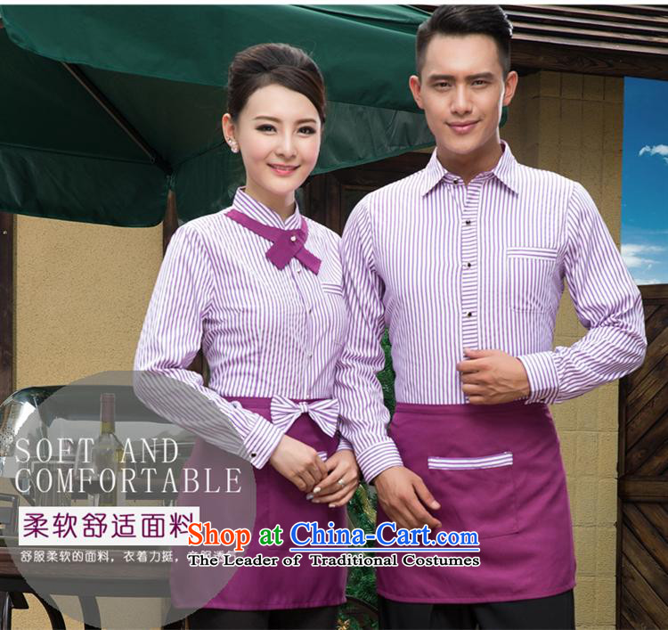* the gender concerns and shops of autumn and winter work inside the hotel restaurant cafe waiters working dress long-sleeved shirt female purple striped T-shirt + apron) (XXXL picture, prices, brand platters! The elections are supplied in the national character of distribution, so action, buy now enjoy more preferential! As soon as possible.