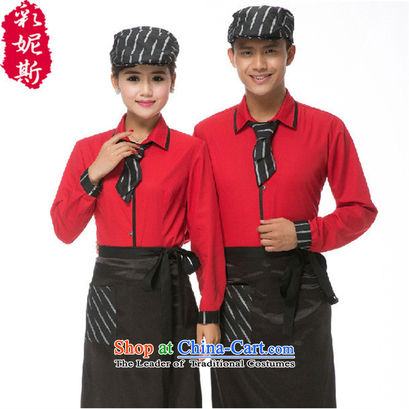 * the gender concerns and clothes shops Fall/Winter Collections Hot Pot Restaurant Cafe long-sleeved shirt hotel attendants workwear female black (T-shirt + apron) male green T-shirt + apron) (XXL,A.J.BB,,, shopping on the Internet