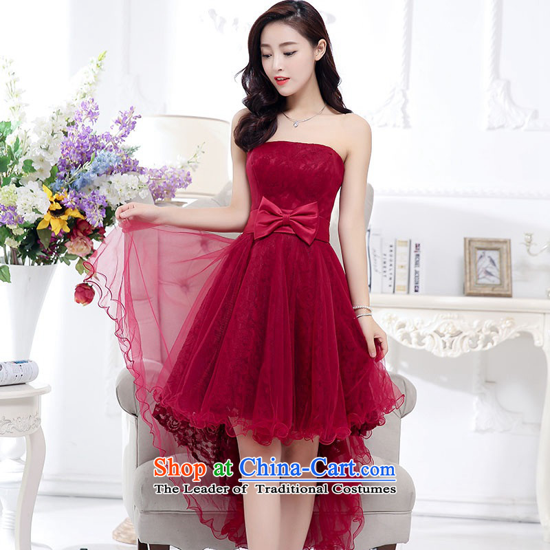 2015 Autumn and Winter, stylish Sau San Foutune Bow Ties With chest lace dresses Bridal Services evening dresses temperament gentlewoman long skirt as Princess skirt sweet bridesmaid service wedding + shawl (color please note) XL,UYUK,,, shopping on the Internet