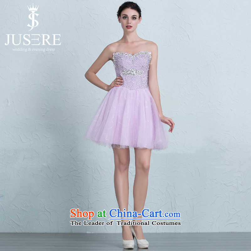 There is a first star on the new Wedding Dress Short skirts, bridesmaid straps and chest lace evening dress with a light purple?4 code