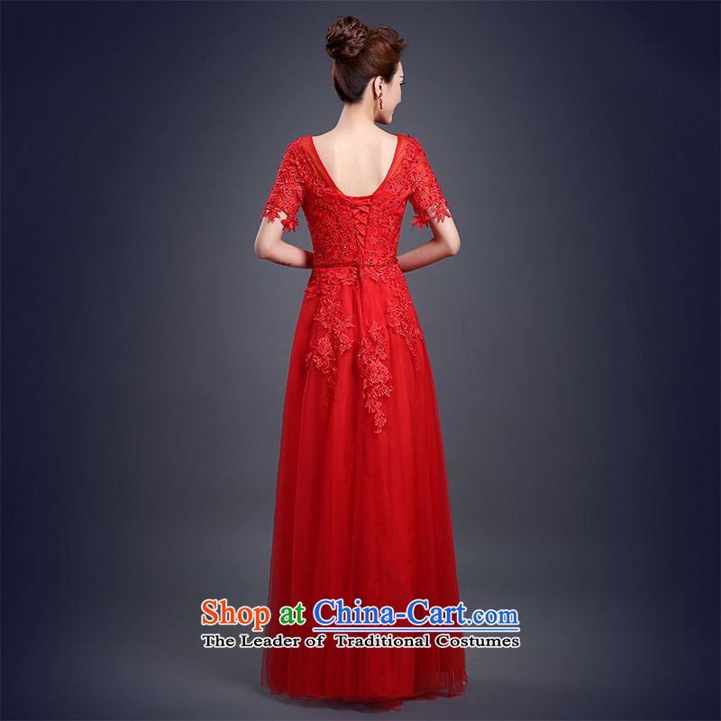 The new 2015 Service bows of autumn and winter red lace long bride evening dresses elegant Sau San tie dress red XL, Nicole Kidman (nicole richie) , , , shopping on the Internet