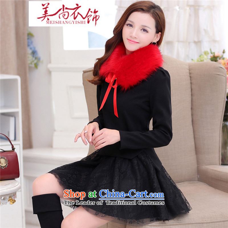 The United States is of autumn and winter clothing marriages short skirt wedding dresses, bows to the door to a long-sleeved red two sets of red , L, the United States is still skirt clothing shopping on the Internet has been pressed.
