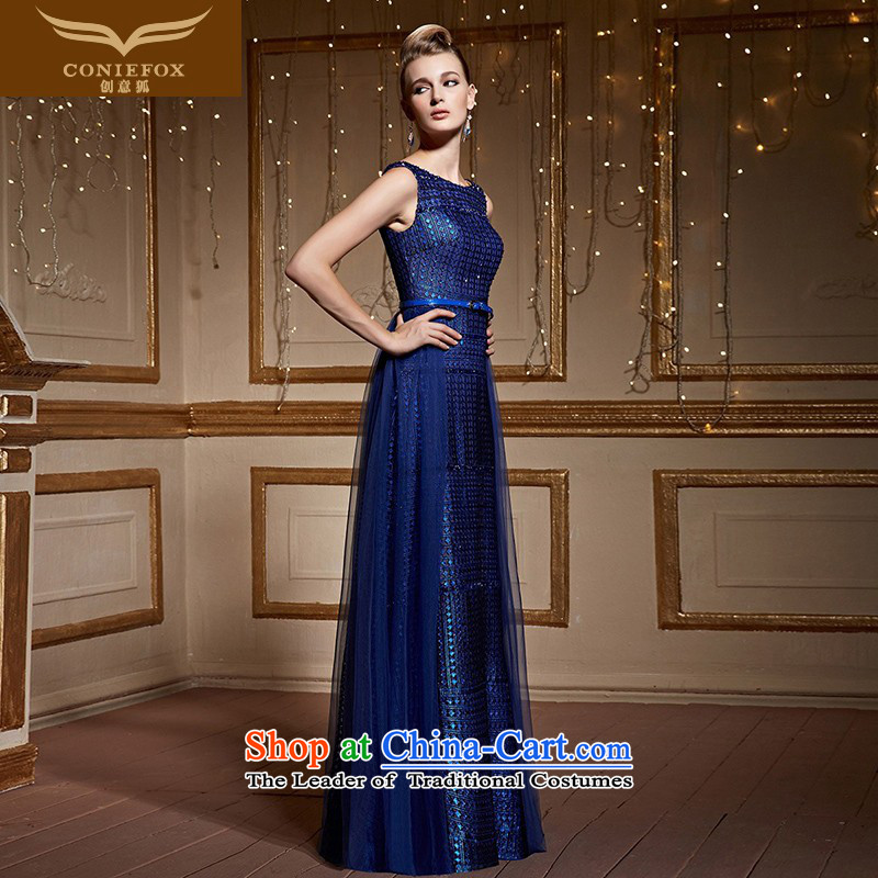 Creative New stylish 2015 Fox shoulders banquet evening dresses Sau San long evening drink services under the auspices of the annual session of the girl will dress 31006 M, creative fox blue (coniefox) , , , shopping on the Internet