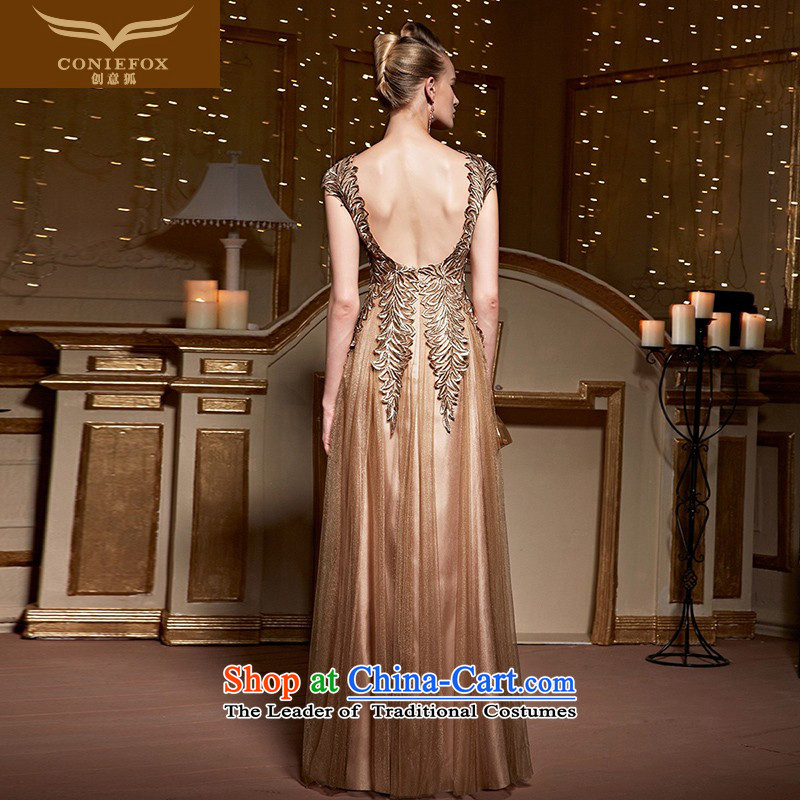 The kitsune 2015 autumn and winter creative new evening dresses company under the auspices of the annual session of the girl will dress package shoulder length) back evening drink service 31016 Golden S pre-sale, creative Fox (coniefox) , , , shopping on the Internet
