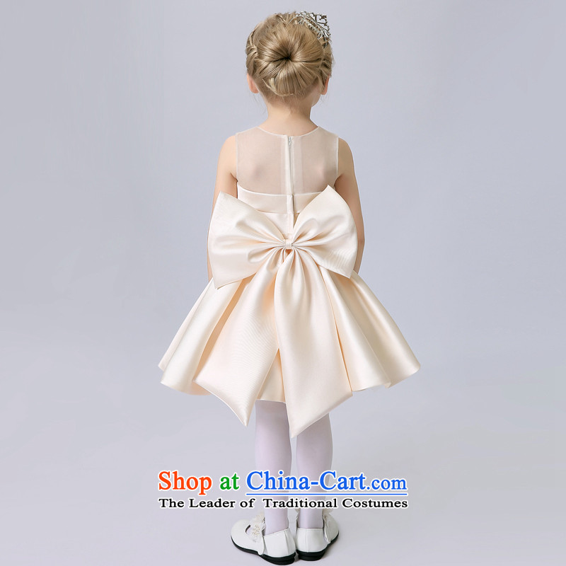 The Syrian children and of children's wear dresses time princess skirt female Flower Girls dress girls dress bon bon skirt autumn and winter children wedding will wedding dress skirt evening dinner show light champagne color M Time Syrian shopping on the Internet has been pressed.