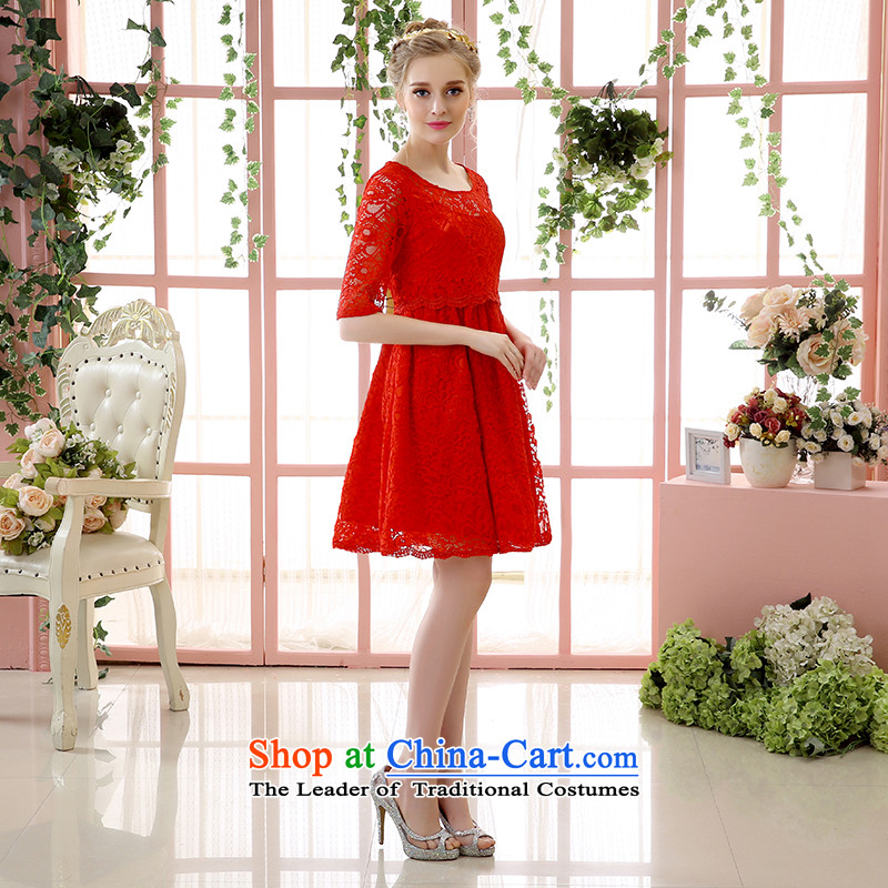 Toasting champagne bride services 2015 new fall short of high waist pregnant women large red dress custom marriages long skirt RED M, dumping of wedding dress shopping on the Internet has been pressed.