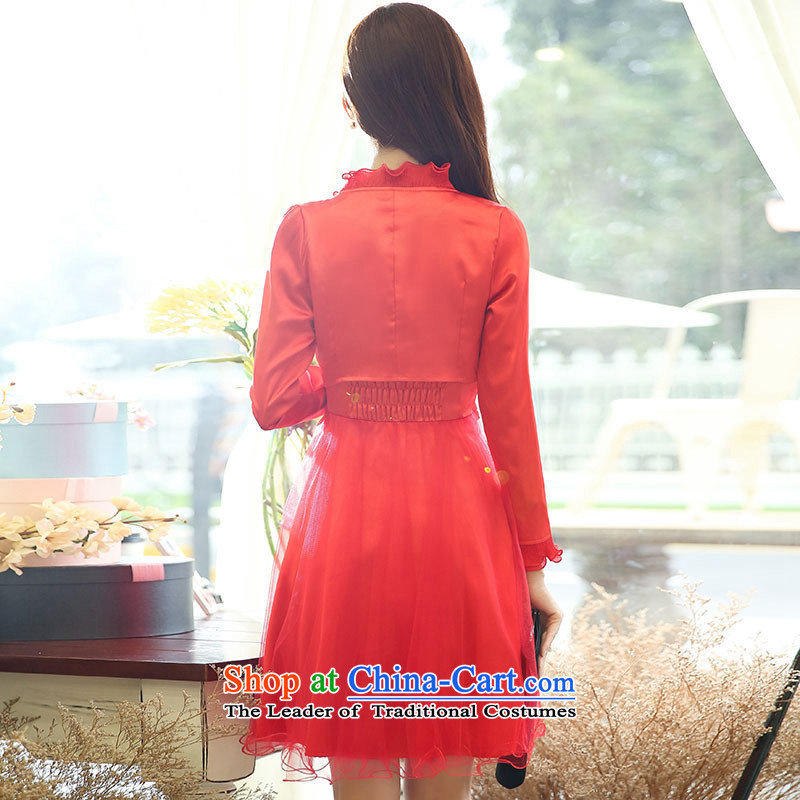 The nest products 2015 evening dresses marriage bows banquet A long-sleeved Skirts 2 piece dresses red , L, nest products , , , shopping on the Internet
