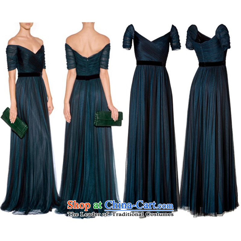 The new 2015 autumn and winter navy v-neck evening dress long autumn evening banquet hosted wine red married women serving drink red S, Nicole Kidman Sau San (nicole richie) , , , shopping on the Internet