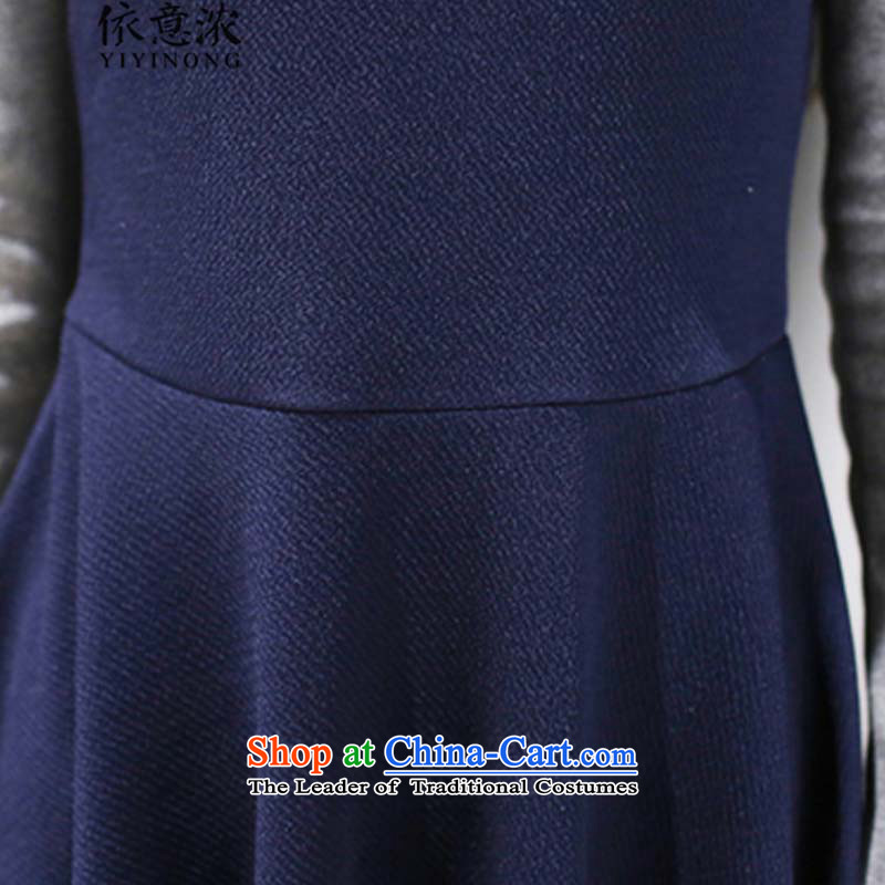 In accordance with the intention is thicker  330#2015 autumn spell followed a long-sleeved dresses knitted dresses in a skirt navy blue collar dolls XL, in accordance with the intention is thicker (YIYINONG) , , , shopping on the Internet