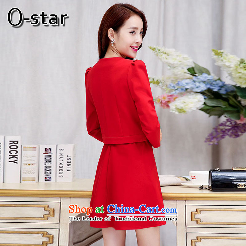 The autumn 2015 new o-star wedding dress bride banquet small wind stylish look of incense Sau San women thin graphics long-sleeved red l,o-star,,, shopping on the Internet
