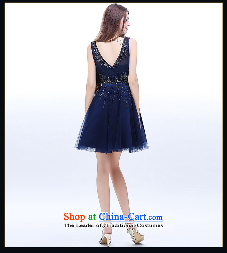 7 7 color tone , 2015 New short bridesmaid mission dress Korean small blue dress evening dresses and sisters skirt autumn and winter clothing L054 bridesmaid dark blue S picture, prices, brand platters! The elections are supplied in the national character of distribution, so action, buy now enjoy more preferential! As soon as possible.