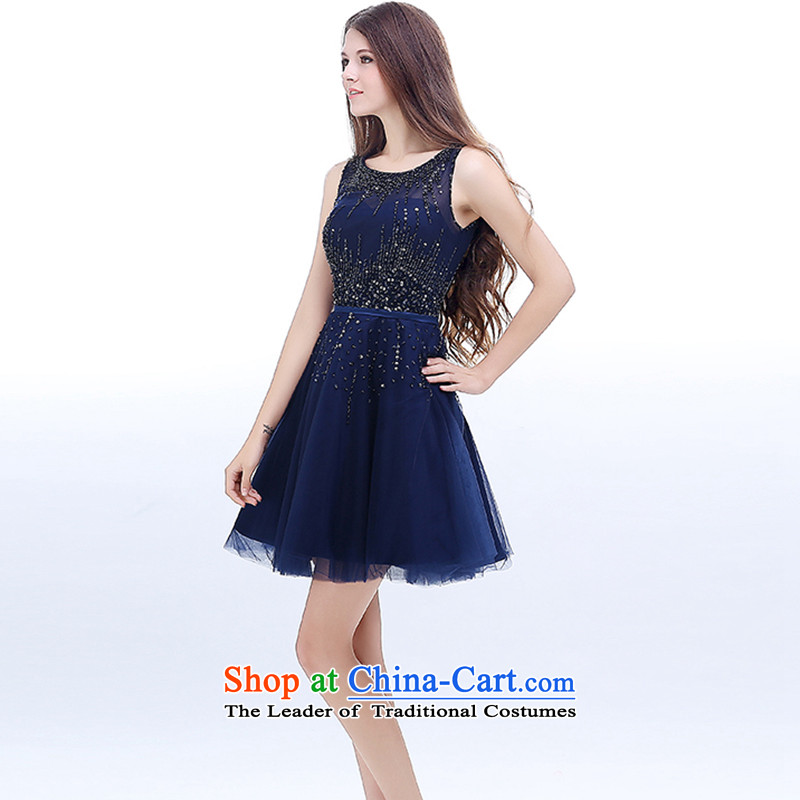 7 7 color tone , 2015 New short bridesmaid mission dress Korean small blue dress evening dresses and sisters skirt autumn and winter clothing L054 bridesmaid dark blue 7 color 7 S, Tone , , , shopping on the Internet