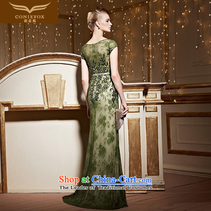 Creative Fox crowsfoot package shoulder banquet evening dresses lace tail dress long skirt annual meeting under the auspices of the girl will dress bows services long dark green M creative fox over KRW 3,105.6 (coniefox) , , , shopping on the Internet