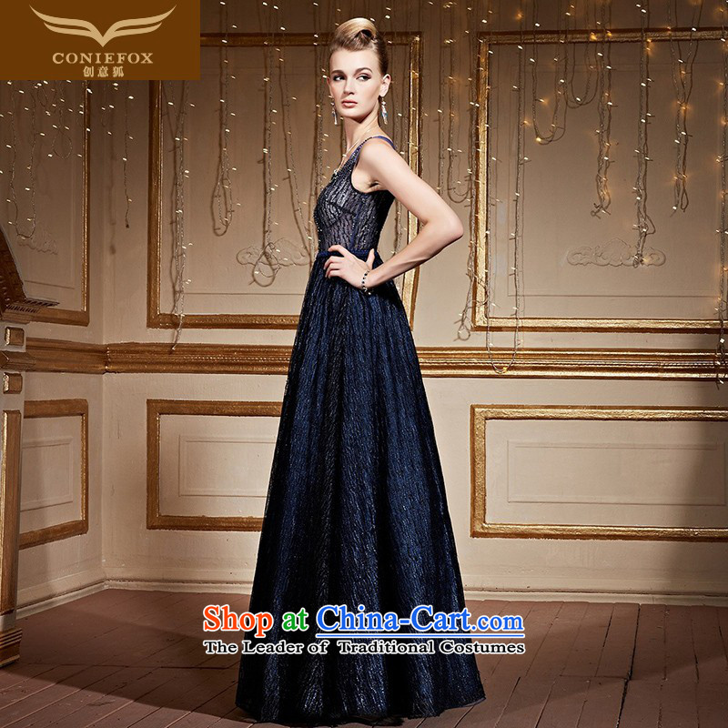 Creative Fox shoulders banquet evening dresses and stylish V-Neck chaired the girl will dress evening drink served long gown skirt Gathering Blue M creative Fox of the 82232 (coniefox) , , , shopping on the Internet