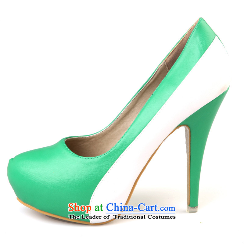 Rain-sang Yi marriages stylish dress shoes wedding single shoe color stage performances the the high-heel shoes XZ050 Green 36 days of rain is yi , , , shopping on the Internet