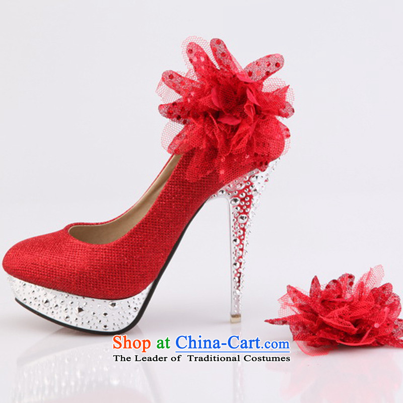 Rain-sang yi bride wedding dresses single shoe marriage flashing red high-heel shoes XZ060 red 34, rain is yi , , , shopping on the Internet