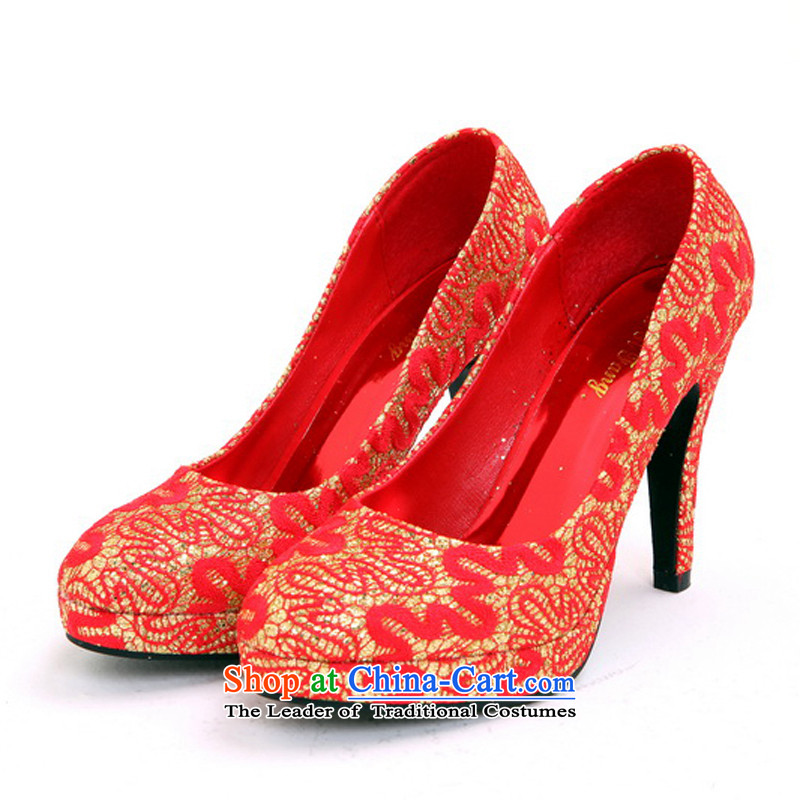 Rain-sang yi new bride marriage shoes red high-heel shoes dress shoes qipao shoes XZ066 married 35 Red rainstorm still Yi shopping on the Internet has been pressed.